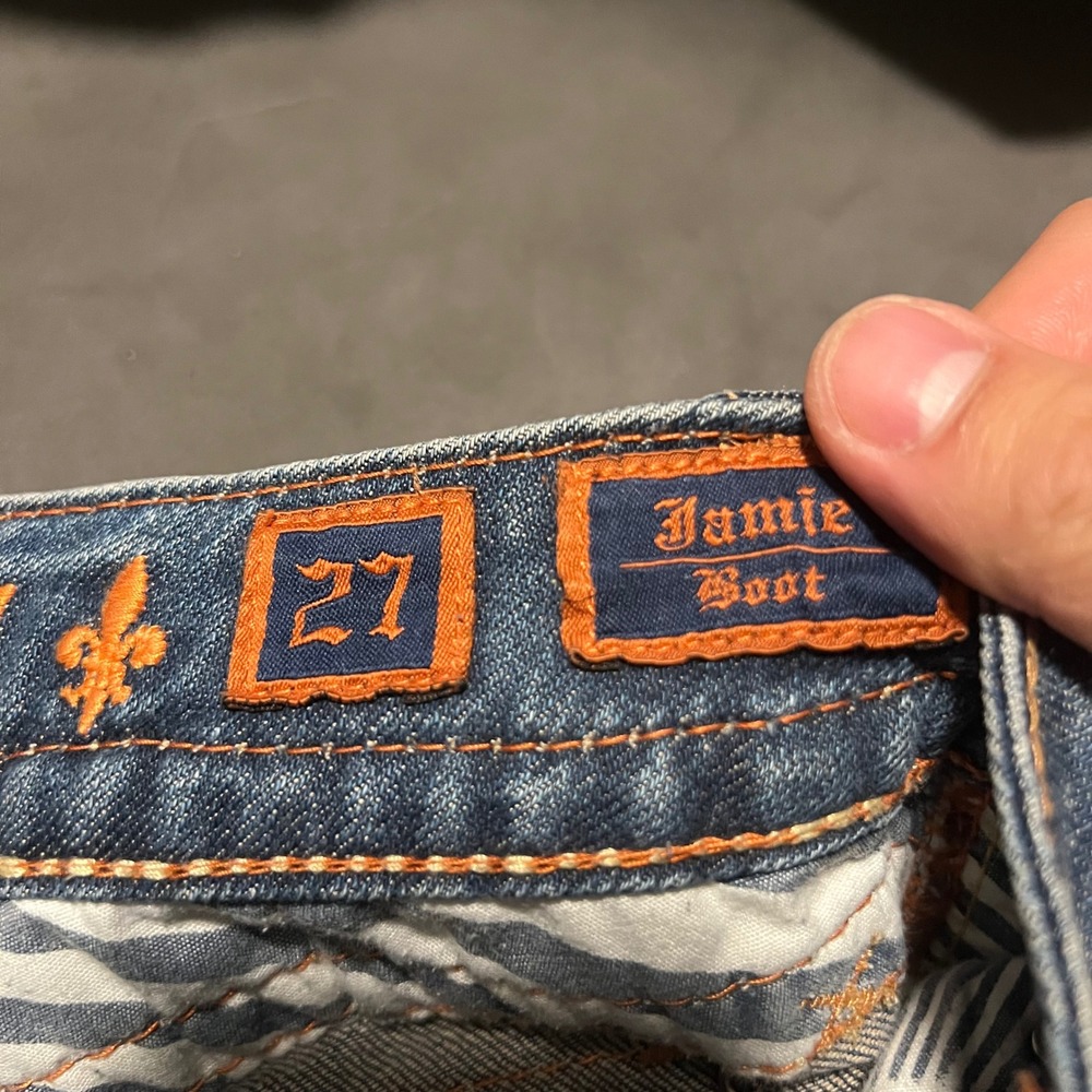 Rock Revival Jamie Bootcut Jeans Womens 27 Blue Rhinestone Flap Pocket - Picture 5 of 13